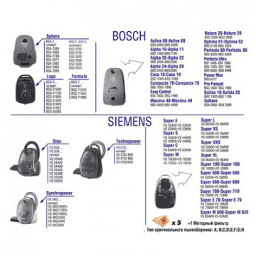 Пылесборники Topperr BS2, 5шт., для пылесосов Bosch, Siemens (BS2)