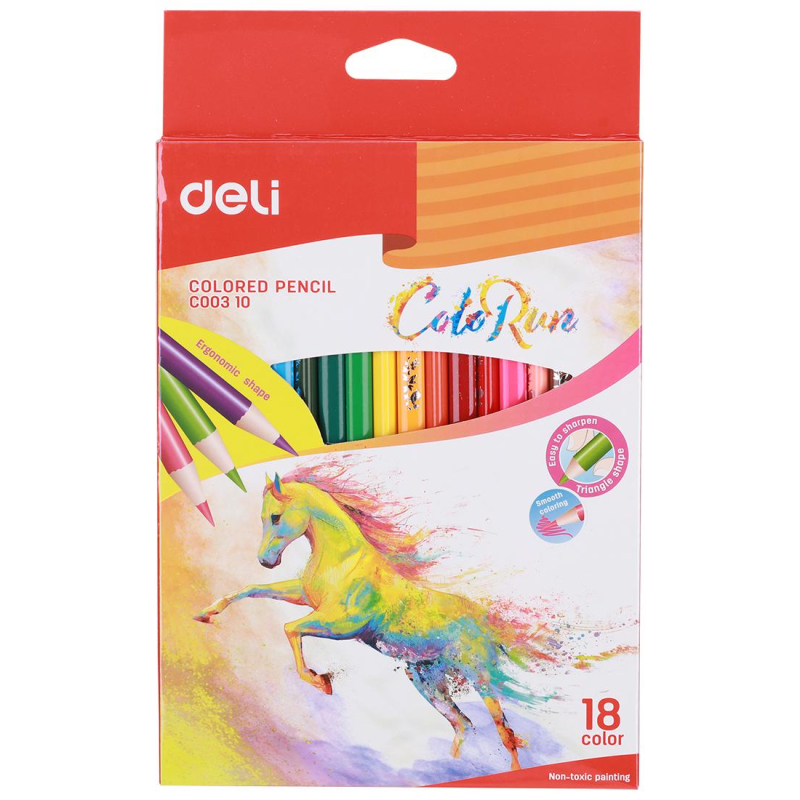 Карандаши цветные 18 цветов Deli ColoRun (L=175мм, 3гр), 3456 уп.