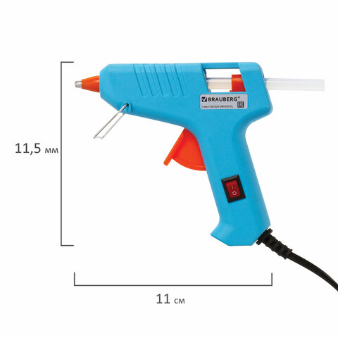 Клеевой пистолет Brauberg, 15Вт, для стержня 7мм, комплект 20 стержней