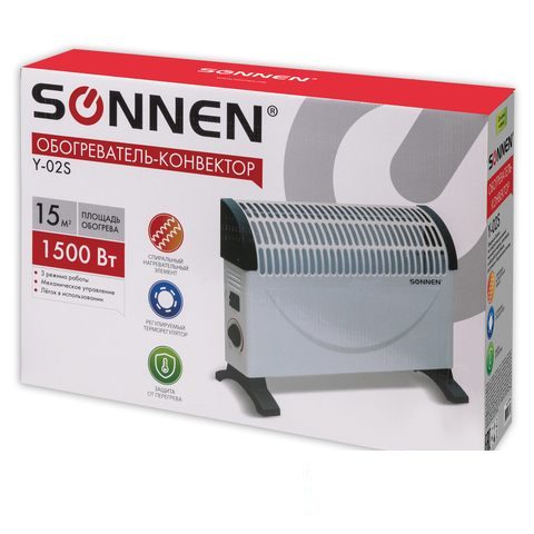 Обогреватель-конвектор Sonnen Y-02S, 1500Вт, белый/черный (453494)