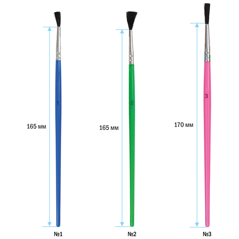 Набор кистей ArtSpace, синтетика, круглые №1,2,3, пакет 3шт., европодвес (SB3_19282)