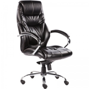 Кресло руководителя Easy Chair 535 MPU, кожзам черный, хром