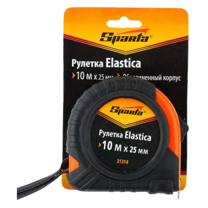 Рулетка измерительная 10м Sparta Elastica, с фиксатором, ширина 25мм (31314)