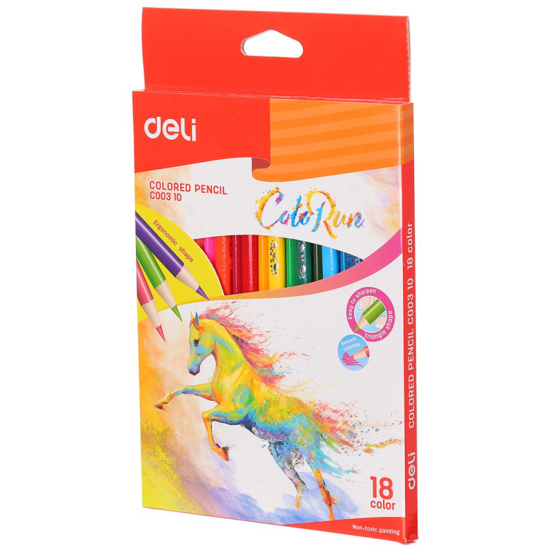 Карандаши цветные 18 цветов Deli ColoRun (L=175мм, 3гр), 3456 уп.