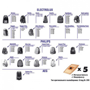 Пылесборники Topperr EX1, 5шт., для пылесосов Electrolux (EX1)