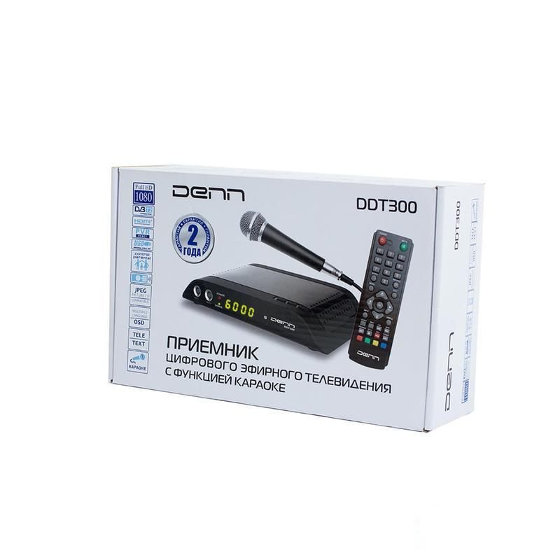 Ресивер DVB-T2 Denn DDT300, черный