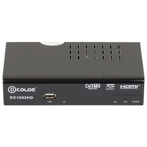 Приставка для цифрового ТВ DVB-T2 D-Color DC1002HD, RCA, HDMI, USB, дисплей, пульт ДУ