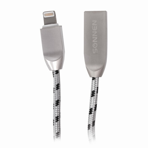 Кабель USB2.0 Sonnen Premium, USB - Lightning, 1м, черный, 2шт. (513126)