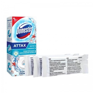 Гигиенический стикер для унитаза Domestos Attax "Морская свежесть", 3х10г (8711700692953)