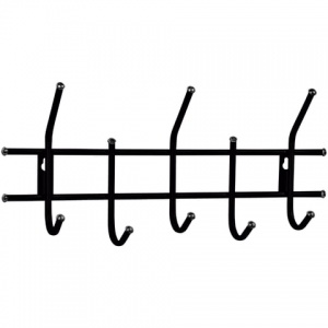 Вешалка настенная Sheffilton "Стандарт 2/5", 280х110x600мм, 5 крючков, металл, черная