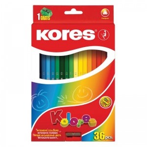 Карандаши цветные 36 цветов Kores Kolores (L=175мм, D=6.9мм, d=2.9мм, 3гр) + точилка (93336.01)