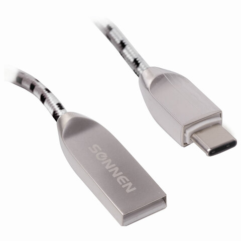 Кабель USB2.0 Sonnen Premium, USB-A - USB Type-C, 1м, черный, 2шт. (513127)