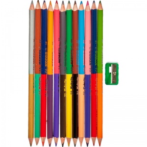 Карандаши цветные 24 цвета Kores Kolores Duo (L=175мм, d=3мм, 3гр, двусторонние), 12шт. + точилка (93212)