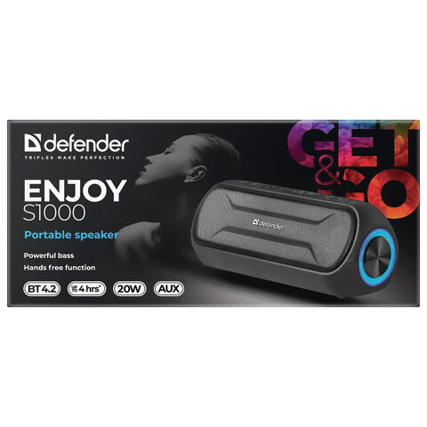 Акустическая система моно Defender Enjoy S1000, портативная, bluetooth, цвет черный (65688)