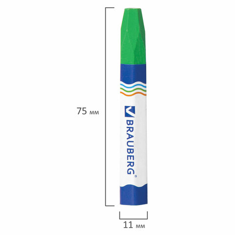 Мелки восковые 12 цветов Brauberg (D=11мм, 6гр, на масляной основе, утолщенные) (222970)