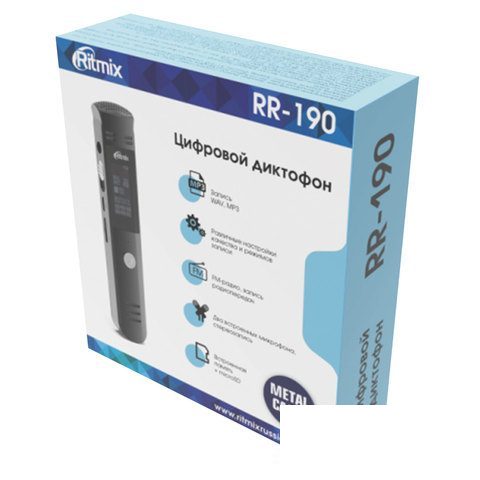 Диктофон цифровой Ritmix RR-190, 8Gb, радио, черный (15119710)