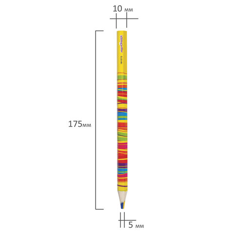 Карандаш многоцветный Юнландия Magic (d=5мм, утолщенный, заточенный) (181373)